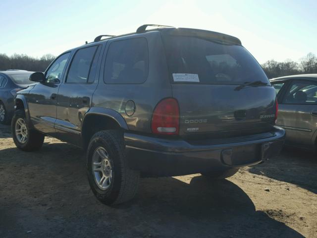 1B4HS48N42F204057 - 2002 DODGE DURANGO SL GRAY photo 3