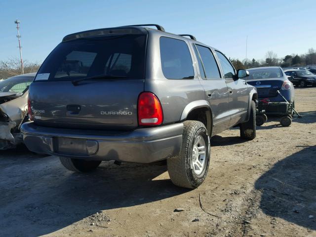 1B4HS48N42F204057 - 2002 DODGE DURANGO SL GRAY photo 4