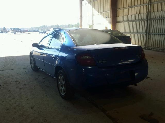 1B3ES56C45D181281 - 2005 DODGE NEON SXT BLUE photo 3