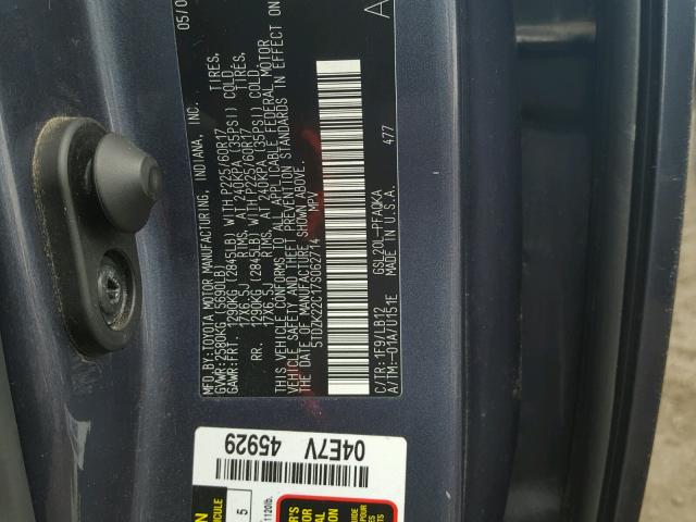 5TDZK22C17S062714 - 2007 TOYOTA SIENNA XLE GRAY photo 10