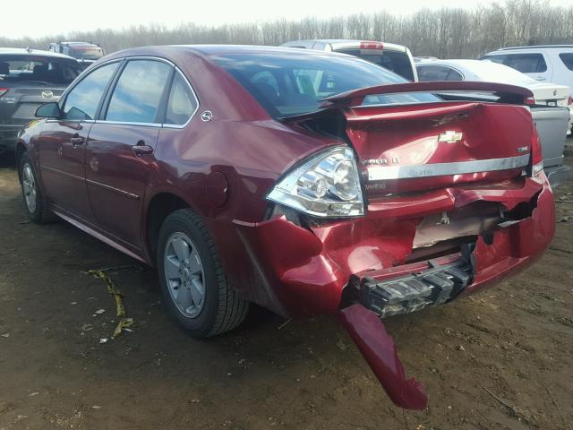 2G1WT57KX91157969 - 2009 CHEVROLET IMPALA 1LT RED photo 3