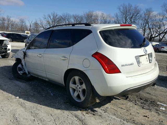 JN8AZ08T54W222890 - 2004 NISSAN MURANO SL WHITE photo 3