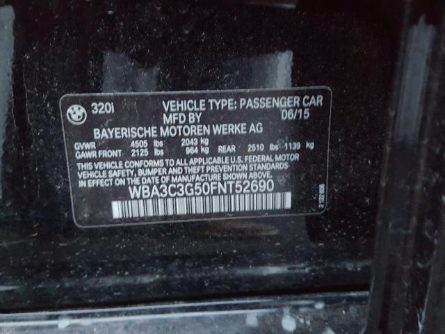 WBA3C3G50FNT52690 - 2015 BMW 320 I BLACK photo 10
