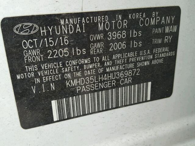 KMHD35LH4HU369872 - 2017 HYUNDAI ELANTRA GT WHITE photo 10