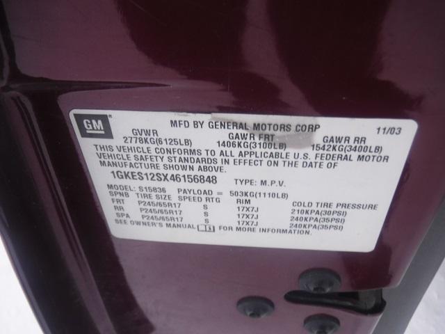 1GKES12SX46156848 - 2004 GMC ENVOY XUV MAROON photo 10