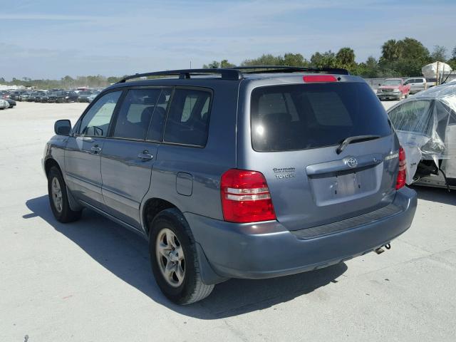 JTEGD21A920026083 - 2002 TOYOTA HIGHLANDER BLUE photo 3