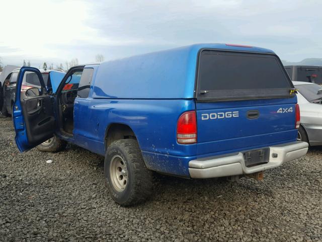 1B7GG22X2YS521866 - 2000 DODGE DAKOTA BLUE photo 3