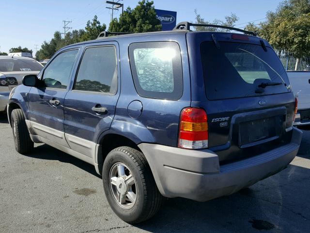 1FMYU01162KC08529 - 2002 FORD ESCAPE XLS BLUE photo 3