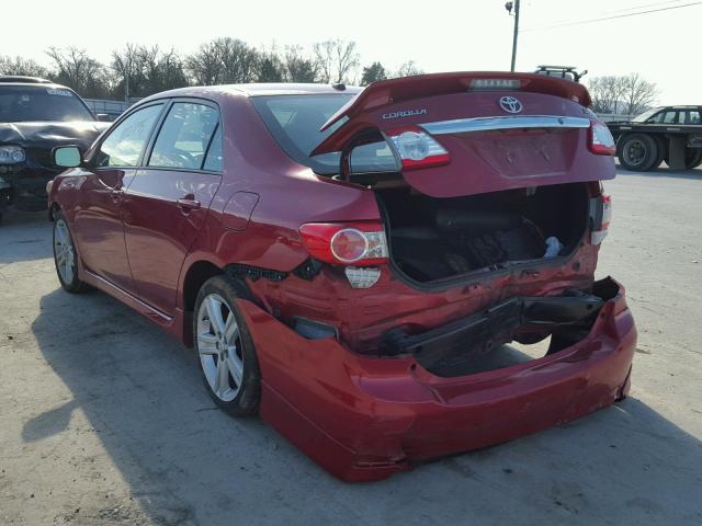 2T1BU4EE0DC086978 - 2013 TOYOTA COROLLA BA RED photo 3