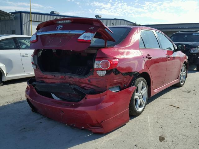 2T1BU4EE0DC086978 - 2013 TOYOTA COROLLA BA RED photo 4