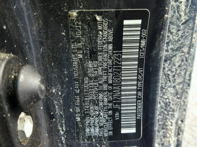 JF1ZNAA18D2712231 - 2013 TOYOTA SCION FR-S ნაცრისფერი ფოტო 10