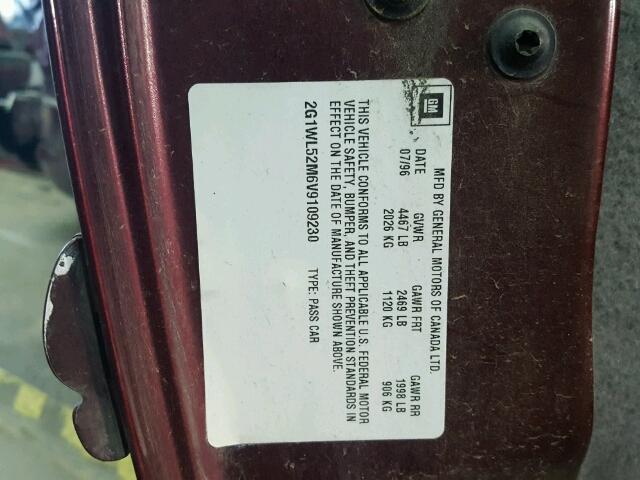 2G1WL52M6V9109230 - 1997 CHEVROLET LUMINA BAS მუქწითელი ფოტო 10