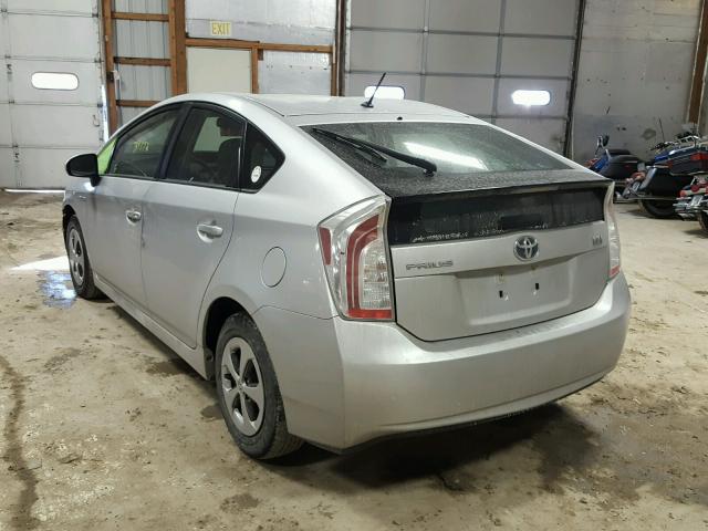 JTDKN3DU9D1689738 - 2013 TOYOTA PRIUS SILVER photo 3