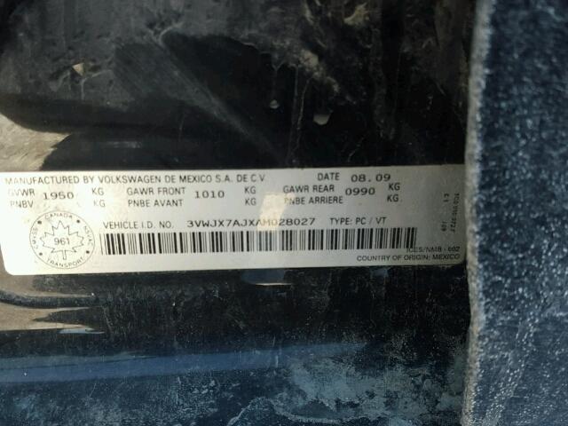 3VWJX7AJXAM028027 - 2010 VOLKSWAGEN JETTA S 黑色 照片 10