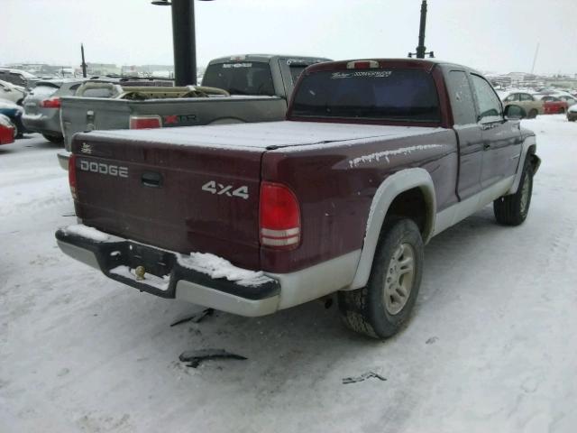 1B7GG42N22S655830 - 2002 DODGE DAKOTA SLT MAROON photo 4