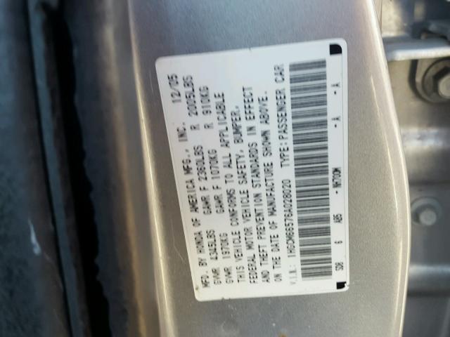 1HGCM66576A028020 - 2006 HONDA ACCORD EX SILVER photo 10