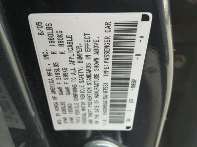 1HGCM56415A167561 - 2005 HONDA ACCORD LX GRAY photo 10