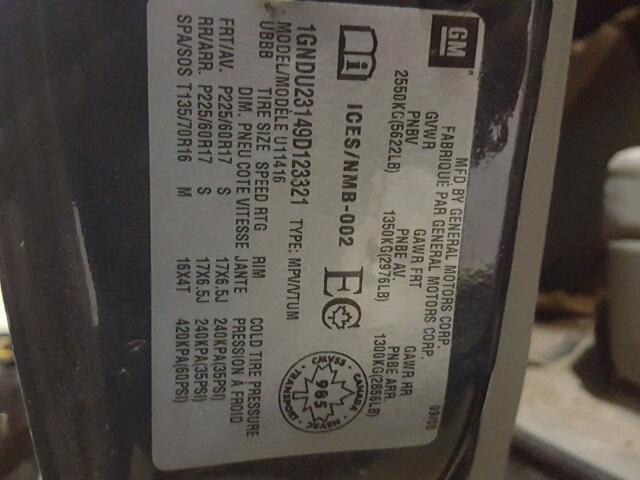 1GNDU23149D123321 - 2009 CHEVROLET UPLANDER L 蓝色 照片 10