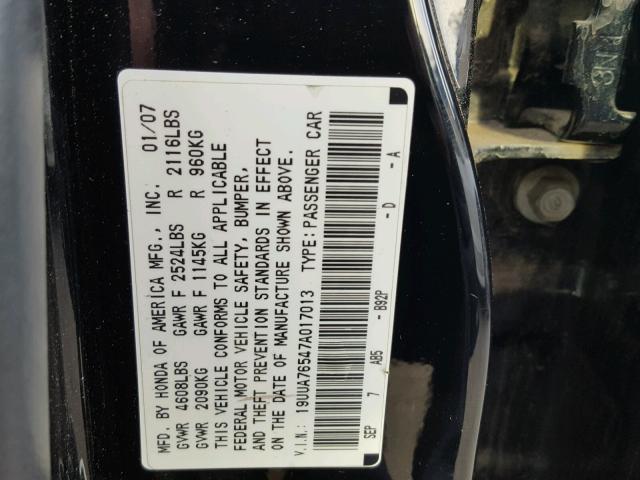 19UUA76547A017013 - 2007 ACURA TL TYPE S BLACK photo 10