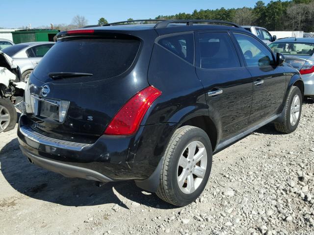 JN8AZ08T46W406009 - 2006 NISSAN MURANO SL BLACK photo 4