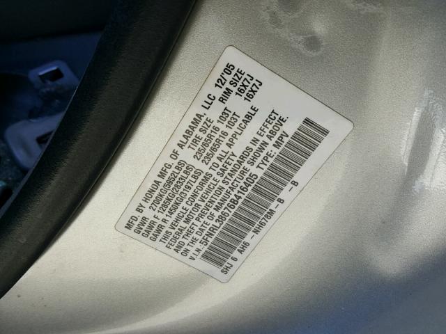 5FNRL38676B416405 - 2006 HONDA ODYSSEY EX CHARCOAL photo 10