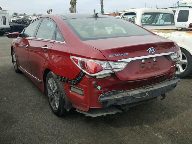 KMHEC4A42FA123674 - 2015 HYUNDAI SONATA HYB RED photo 3