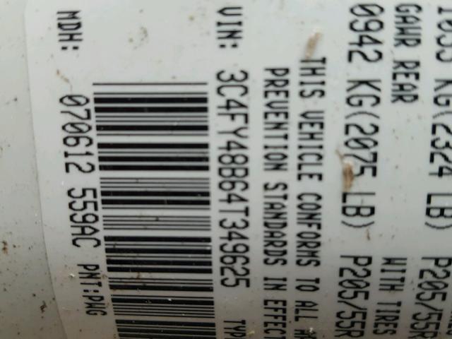 3C4FY48B64T349625 - 2004 CHRYSLER PT CRUISER WHITE photo 10