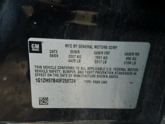 1G1ZH57B49F258724 - 2009 CHEVROLET MALIBU 1LT 黑色 照片 10