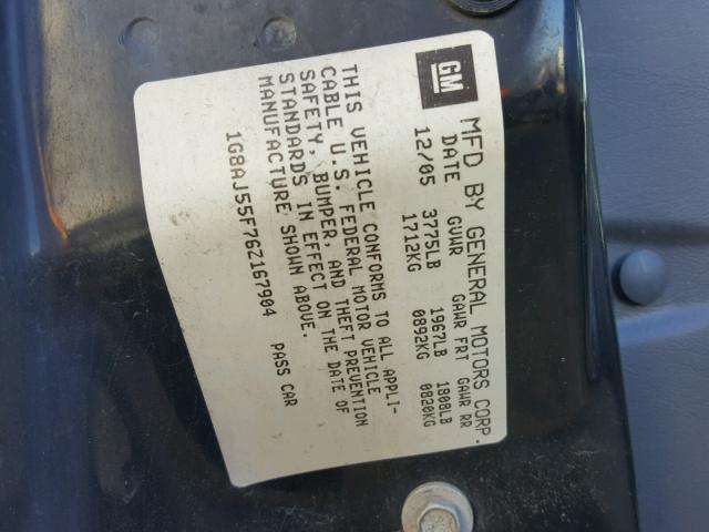 1G8AJ55F76Z167904 - 2006 SATURN ION LEVEL 灰色 照片 10