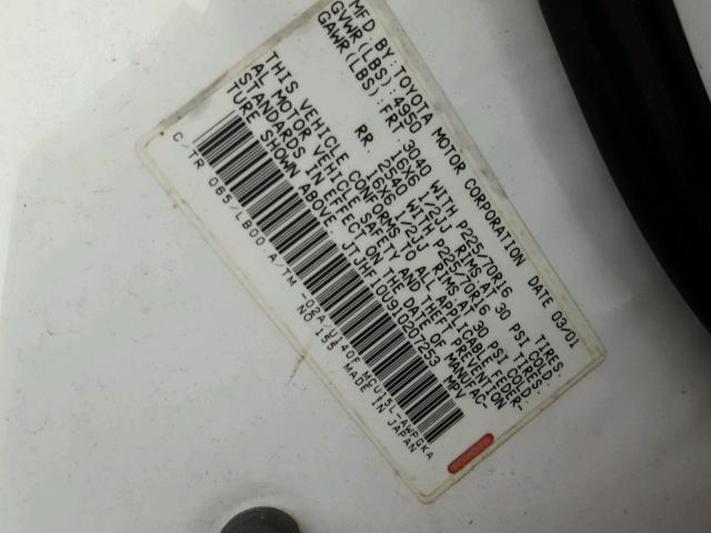 JTJHF10U910207253 - 2001 LEXUS RX 300 WHITE photo 10