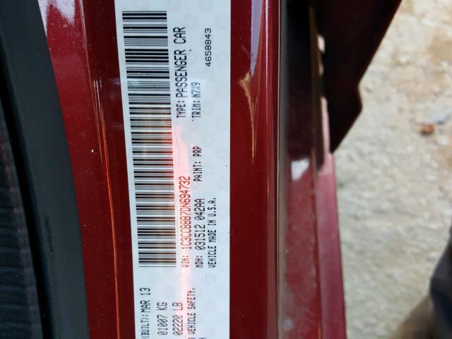 1C3CCBBB7DN694732 - 2013 CHRYSLER 200 TOURIN RED photo 10