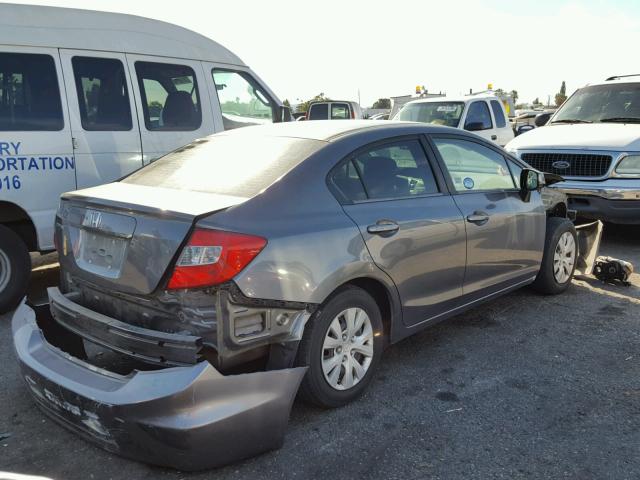 19XFB2F54CE392267 - 2012 HONDA CIVIC LX GRAY photo 4