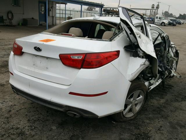 KNAGM4A79E5450243 - 2014 KIA OPTIMA LX WHITE photo 4