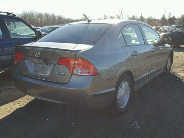 JHMFA36217S000281 - 2007 HONDA CIVIC HYBR GRAY photo 4