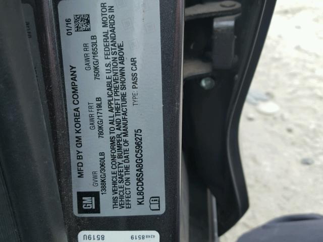 KL8CD6SA8GC596275 - 2016 CHEVROLET SPARK 1LT Графитовый фото 10