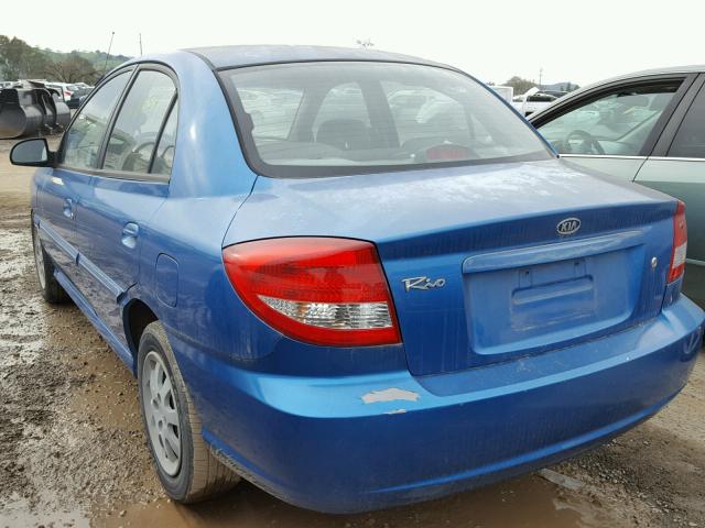 KNADC125X56365813 - 2005 KIA RIO BLUE photo 3