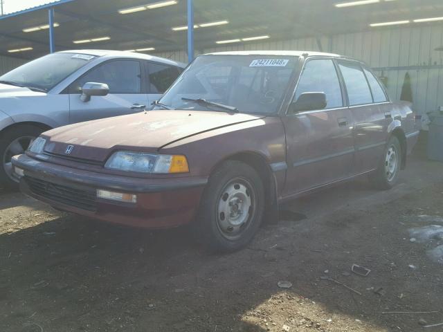 1HGED466XML079745 - 1991 HONDA CIVIC EX მუქწითელი ფოტო 2