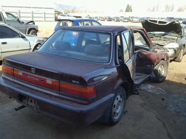 1HGED466XML079745 - 1991 HONDA CIVIC EX მუქწითელი ფოტო 4
