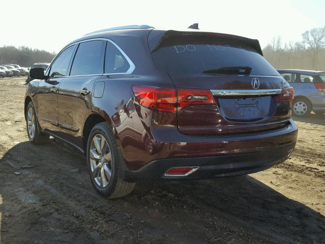 5FRYD3H8XEB007046 - 2014 ACURA MDX ADVANC BURGUNDY photo 3