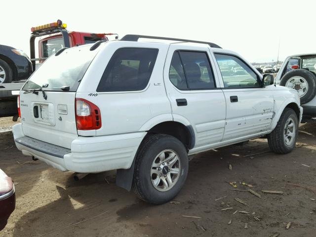 4S2DM58WX24341434 - 2002 ISUZU RODEO S WHITE photo 4