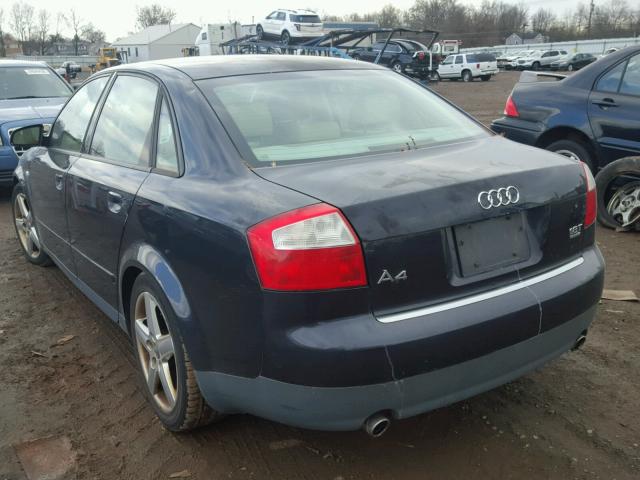 WAULC68EX2A311128 - 2002 AUDI A4 1.8T QU BLUE photo 3