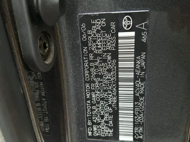 JTNBE46KX73030296 - 2007 TOYOTA CAMRY NEW CHARCOAL photo 10