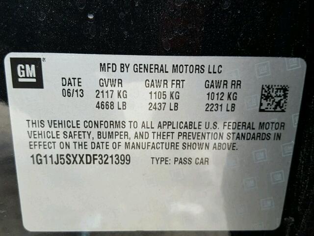 1G11J5SXXDF321399 - 2013 CHEVROLET MALIBU LTZ 灰色 照片 10