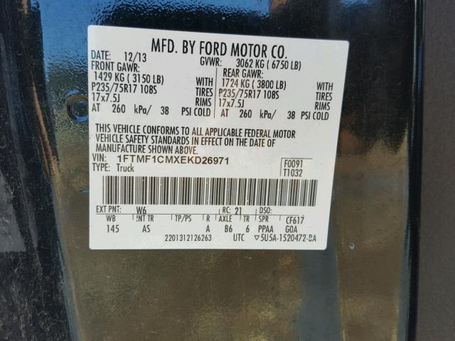 1FTMF1CMXEKD26971 - 2014 FORD F150 Черный фото 10