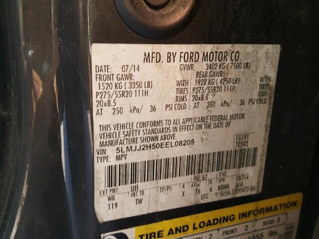 5LMJJ2H50EEL08205 - 2014 LINCOLN NAVIGATOR შავი ფოტო 10