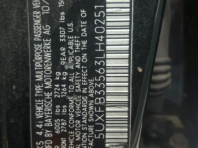 5UXFB33563LH40251 - 2003 BMW X5 4.4I BLACK photo 10