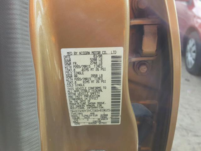 5N1ED28Y3YC584965 - 2000 NISSAN XTERRA GOLD photo 10