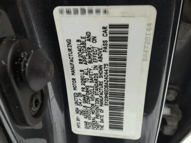 5Y2SM6E08AZ404475 - 2010 PONTIAC VIBE GRAY photo 10