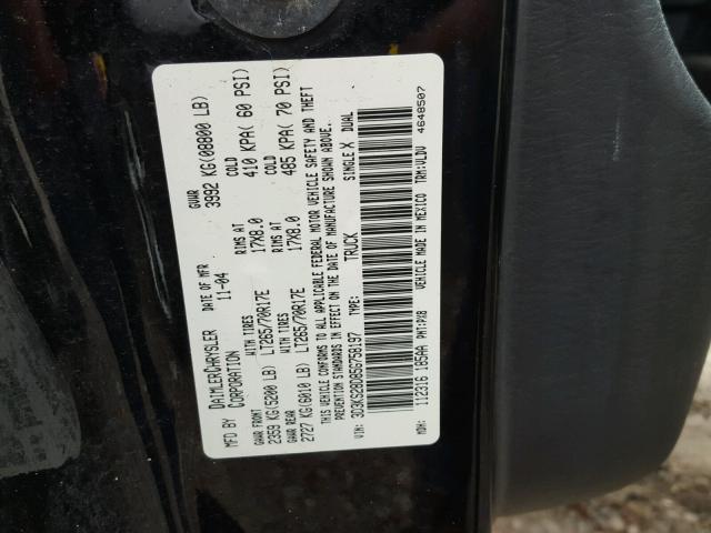 3D3KS28D85G758197 - 2005 DODGE RAM 2500 S BLACK photo 10