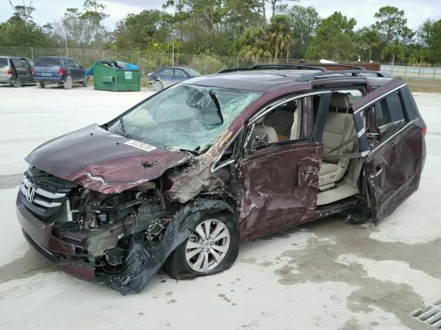 5FNRL5H69FB108325 - 2015 HONDA ODYSSEY EX MAROON photo 2